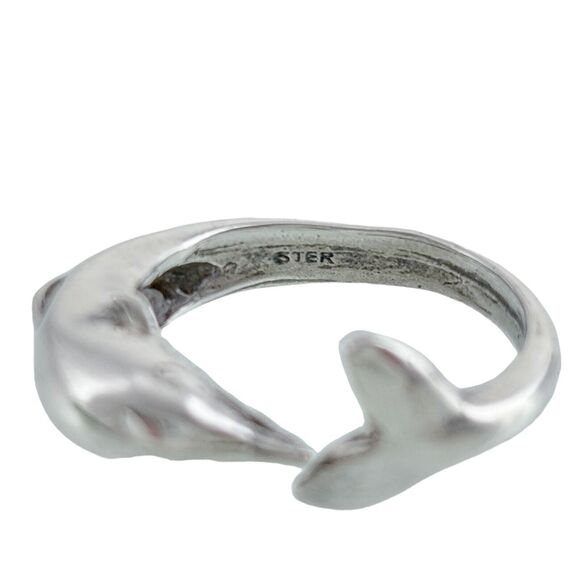 Vintage Sterling Silver 925 Dolphin Wrap Ring Size 7 - Picture 2 of 5